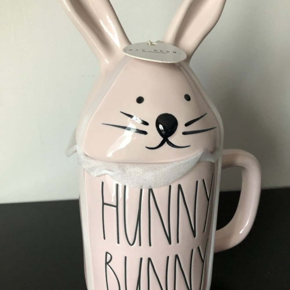 Rae Dunn-Hunny Bunny Mug with Bunny Top-Pink